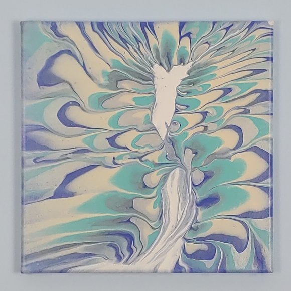 "Rising Toward the Shark" Abstract Fluid Painting 12x12
